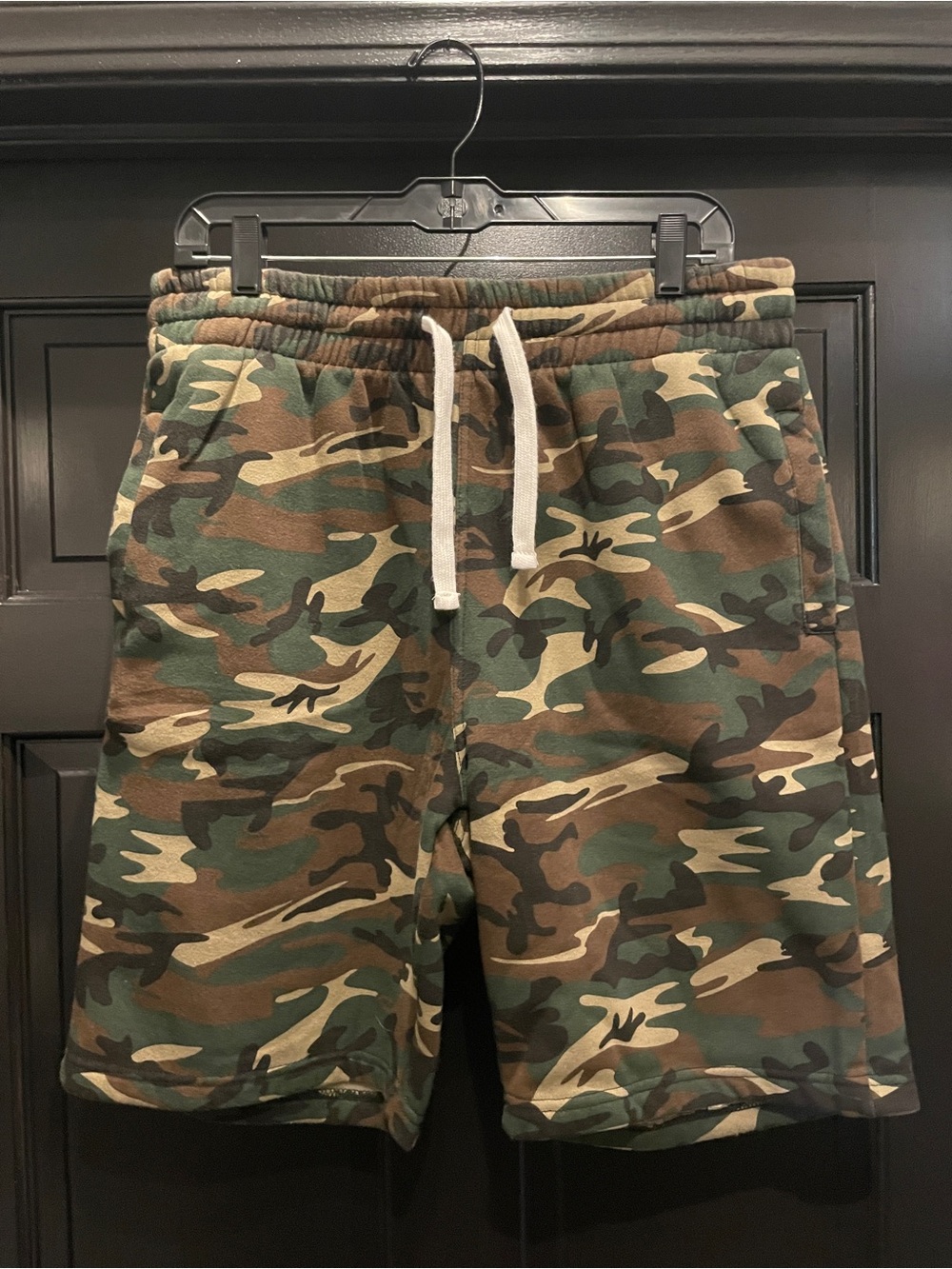 Men's Camo Drawstring Athletic Shorts - Green Camo